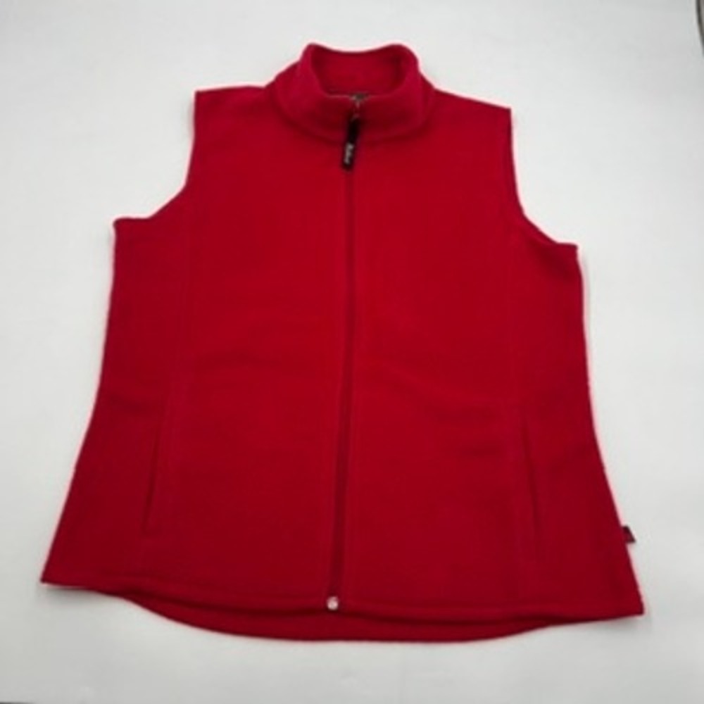 Woolrich Womens Fleece Vest Heirloom Red Full Zip Mock Neck Pockets 18519 Large